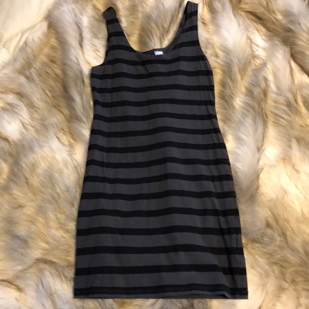 Charcoal/Black Striped Dress
